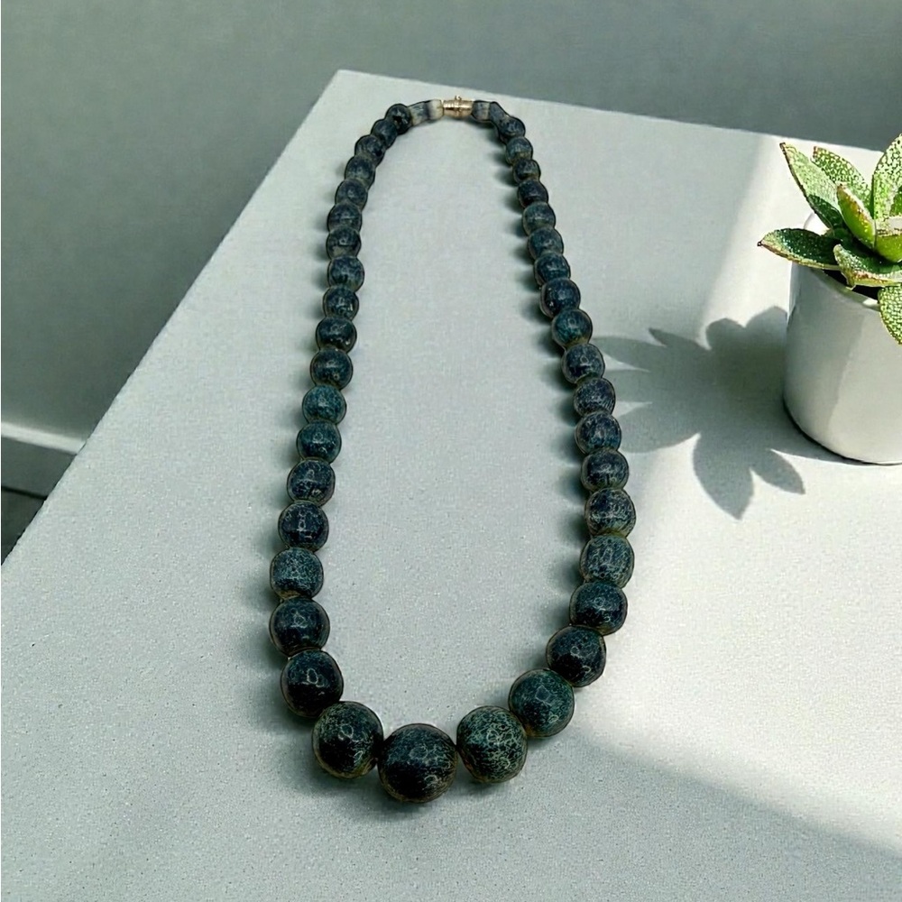Vintage Blue Sponge Coral Graduated Necklace 16” Barrel Clasp 53.6g - Picture 13 of 17